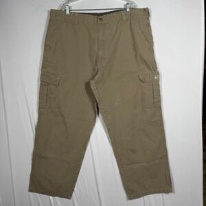Wrangler Cargo Pants Mens 42x30 Khaki 100% Cotton Relaxed Fit Workwear Utility